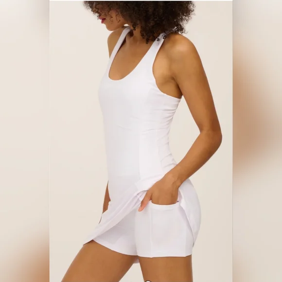 NUDETECH RACERBACK DRESS WITH INNER SHORT AND BRA CUPS - Picture 4 of 4